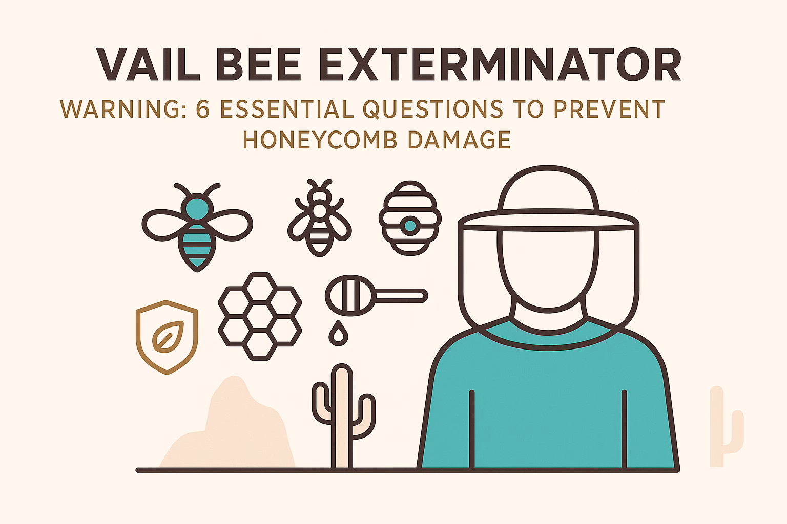 Vail bee exterminator: 6 essential questions to prevent honeycomb damage, featuring bees, honey, and protective gear illustrations.