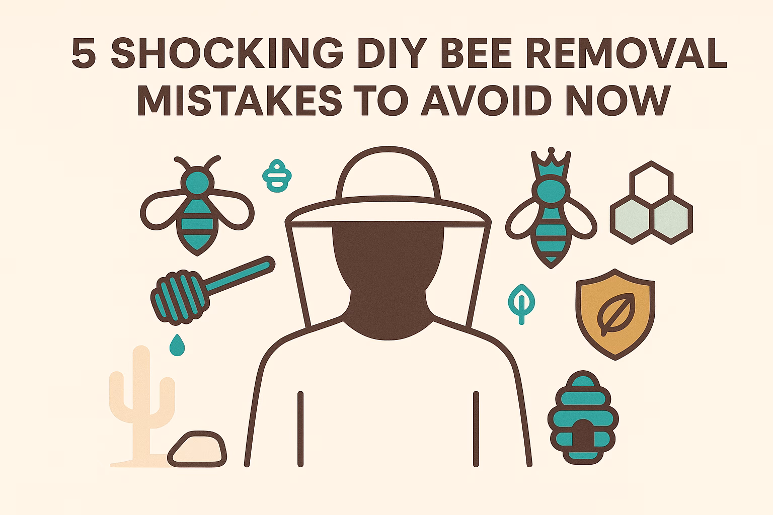 5 shocking DIY bee removal mistakes to avoid now, featuring bees, honey, and a person in protective gear.