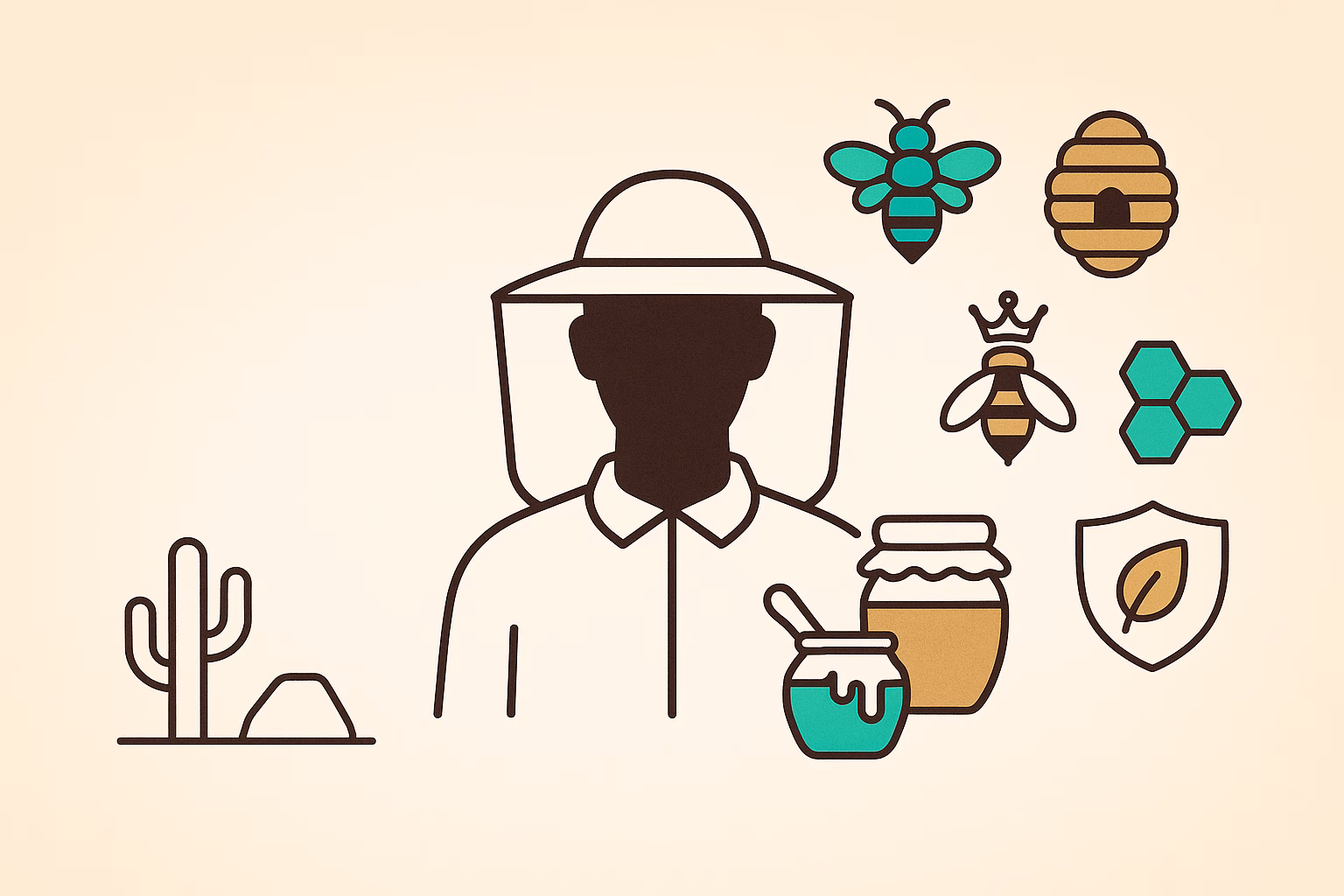 Beekeeper illustration with bees, honey jars, and a shield; addresses "will bee removal kill bees."